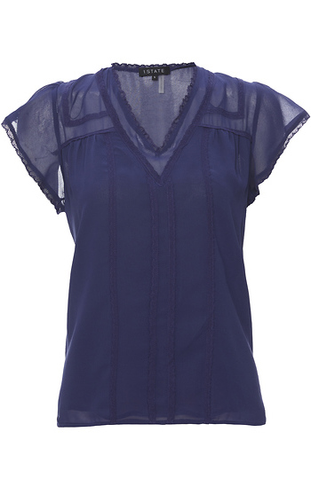 1. State Short Sleeve Blouse with Lace Slide 1