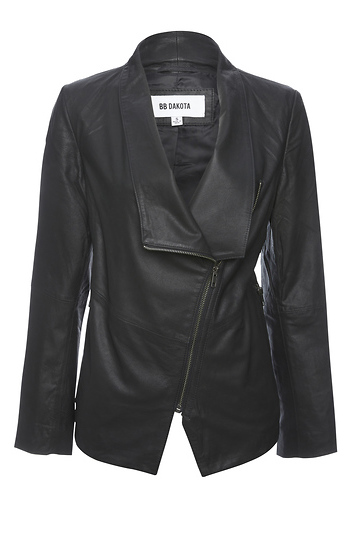 BB Dakota Drape Front Leather Jacket Slide 1