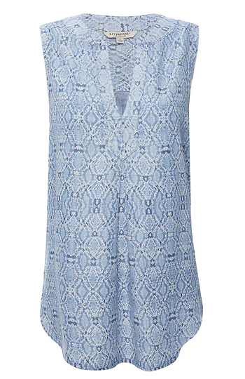 Liverpool Mandarin Collar Printed Top Slide 1