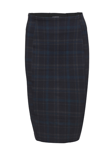 Liverpool Plaid Pull-On Pencil Skirt Slide 1