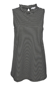 Ruffled Neckline Striped Top Slide 1