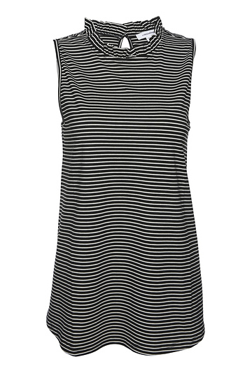 Ruffled Neckline Striped Top Slide 1