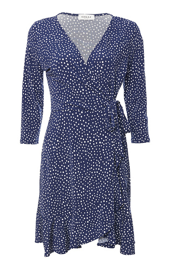 Gilli 3/4 Sleeve Faux Wrap Dress Slide 1