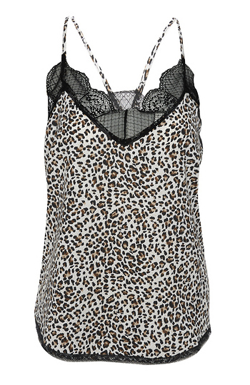 Leopard Print Lace Trim Cami Slide 1