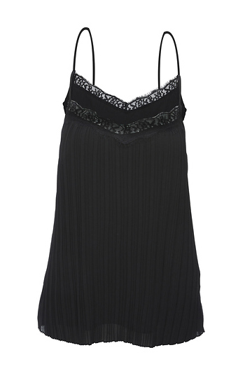 Pleated Lace Trim Cami Slide 1