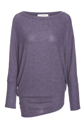 Long Sleeve Brushed Asymmetrical Hem Top Slide 1