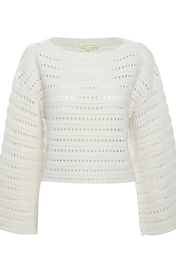 Pointelle Cropped Sweater Slide 1