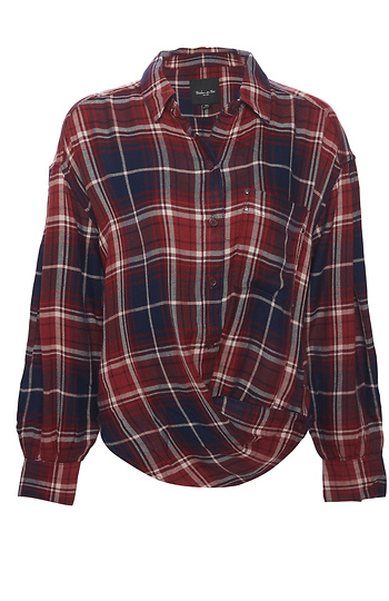 BeachLunchLounge Twist Front Plaid Top Slide 1