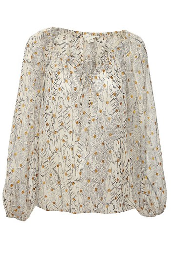 Feather Print Peasant Top Slide 1