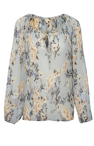 Floral Print Peasant Top Slide 1