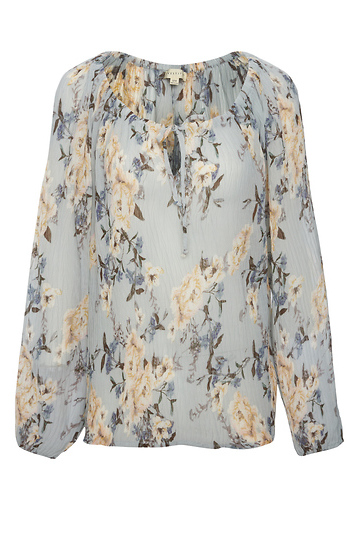 Floral Print Peasant Top Slide 1