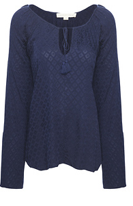 Jacquard Textured Long Sleeve Blouse Slide 1