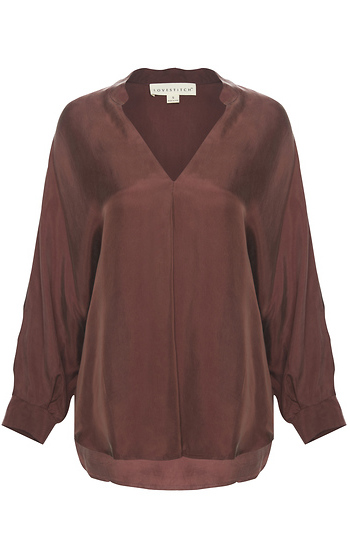 Cupro V Neck Top Slide 1