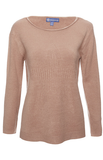 Democracy Star Cable Stitch Boat Neck Sweater Slide 1