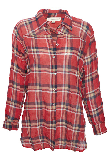 Long Sleeve Plaid Button Down Top Slide 1