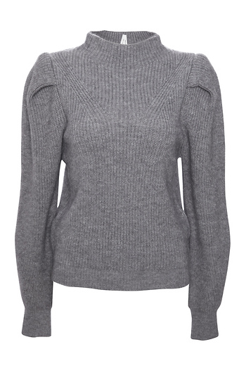 Mock Neck Puff Sleeve Sweater Slide 1