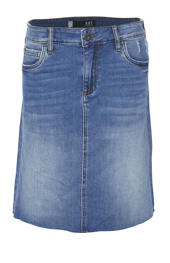 Kut from the Kloth Raw Hem Denim Skirt Slide 1
