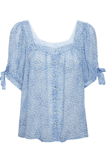 Tie Sleeves Printed Top Slide 1