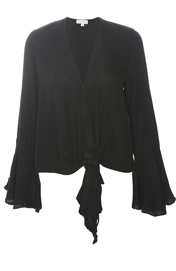 Front Tie Geo Print Blouse Slide 1