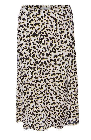 ICHI Animal Print Midi Skirt Slide 1