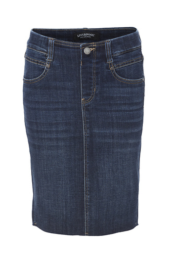 Liverpool Pull On Denim Pencil Skirt Slide 1