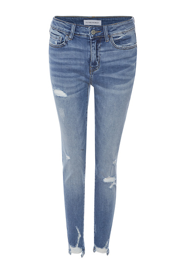 Mid Rise Distressed Crop Denim Slide 1
