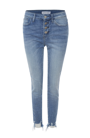 Button Up Distressed Crop Denim Slide 1