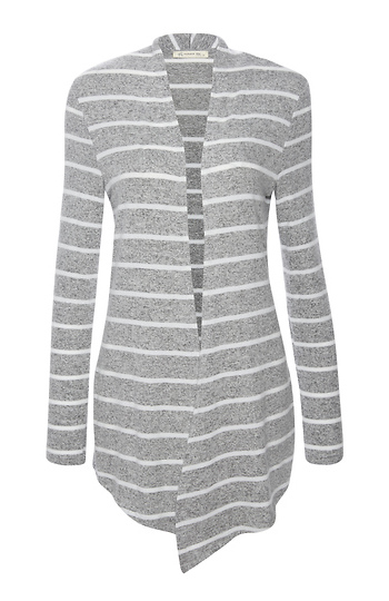 Draped Front Striped Cardigan Slide 1