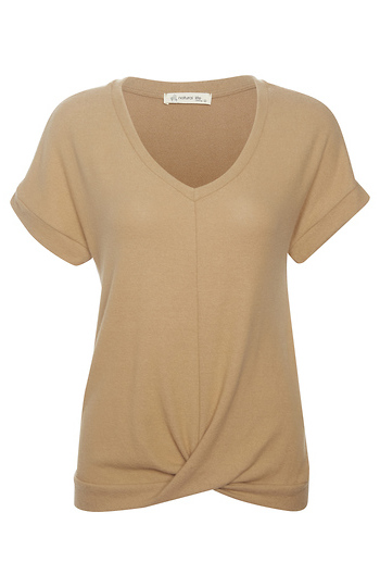 Front Knot Short Sleeve Top Slide 1