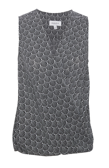 Printed Sleeveless Surplice Top Slide 1