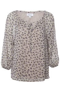 Printed Split Neck Blouse Slide 1