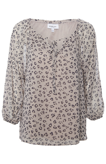 Printed Split Neck Blouse Slide 1