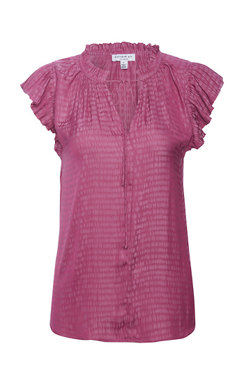 Split Neck Short Sleeve Top Slide 1