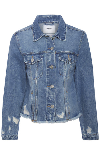 Denim Jacket with Raw Hem Slide 1