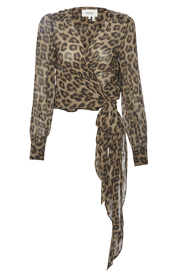 ba&sh Leopard Tie Front Blouse Slide 1