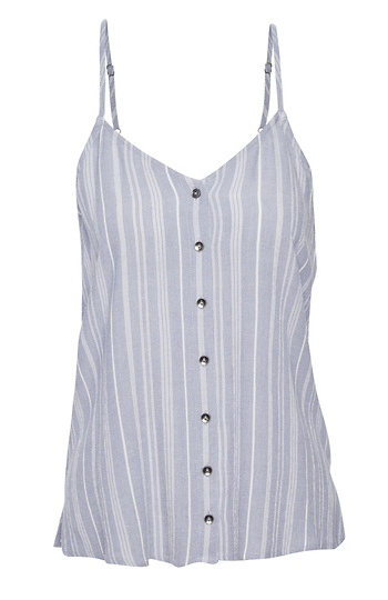 Chambray Striped Button Front Tank Top Slide 1