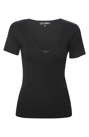 V Neck Fitted T-Shirt Slide 1