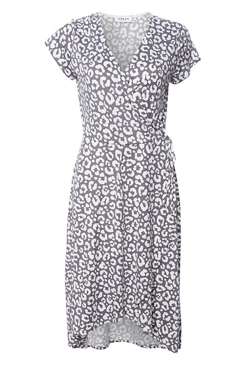 Animal Print Faux Wrap Dress Slide 1