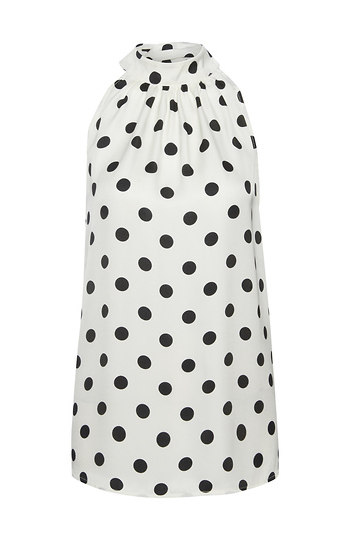 Liverpool Sleeveless Polka Dot Tie Blouse Slide 1