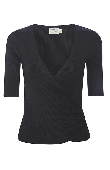 Front Overlap Short Sleeve Top Slide 1