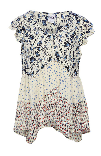 Bila Mixed Print Flutter Sleeve Top Slide 1