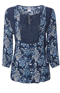 Bila Split Neck 3/4 Sleeve Blouse Slide 1