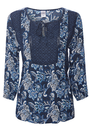 Bila Split Neck 3/4 Sleeve Blouse Slide 1