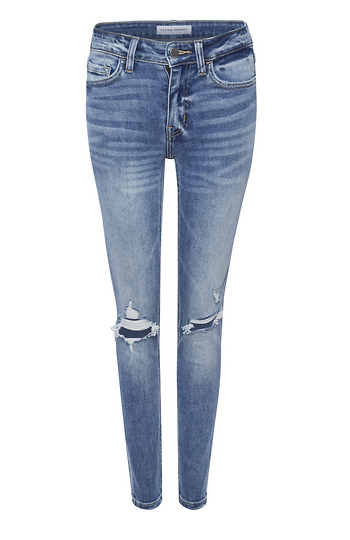 Mid Rise Distressed Denim Slide 1