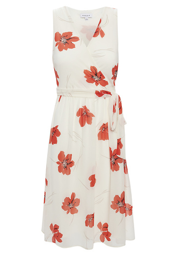 Surplice Floral Print Midi Dress Slide 1