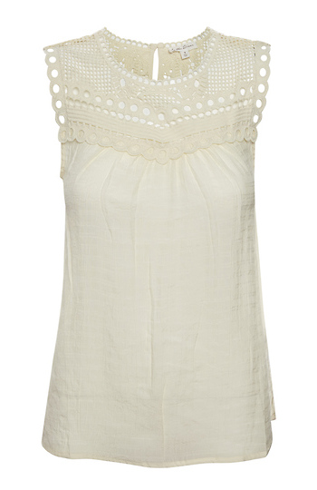 Crochet Neckline Sleeveless Top Slide 1