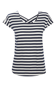 Cross Back Striped Tee Slide 1