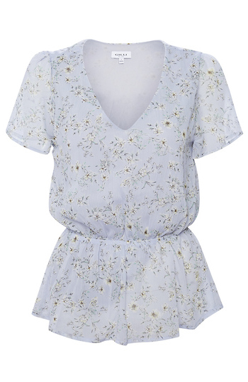 Short Puff Sleeve Floral Print Top Slide 1
