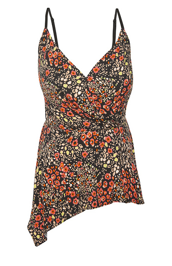 Faux Wrap Sleeveless Printed Top Slide 1