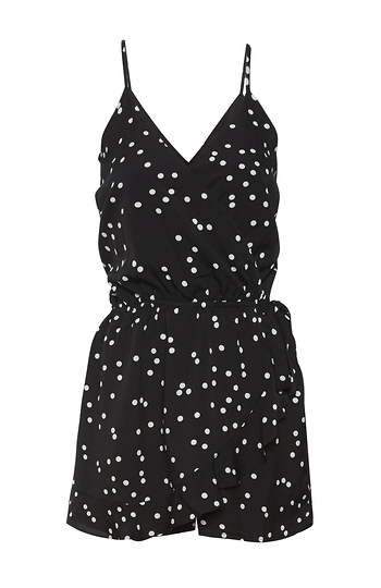 Sleeveless Polka Dot Romper Slide 1